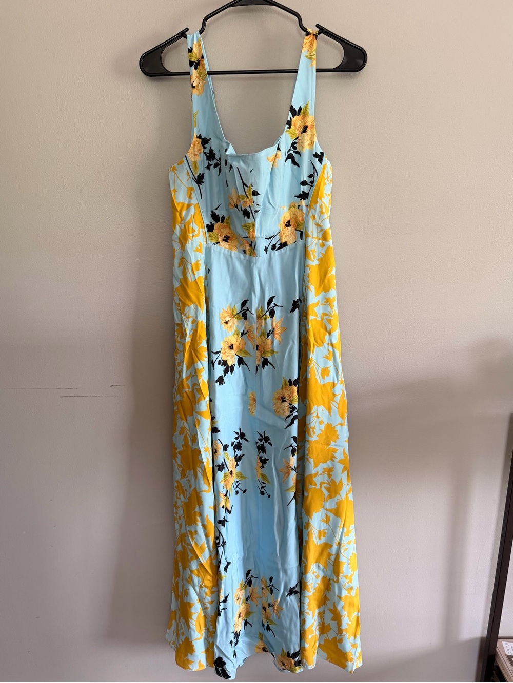 La Ligne Silk Sky Blue Floral Dress with Yellow Accents Size M - Picture 2 of 8